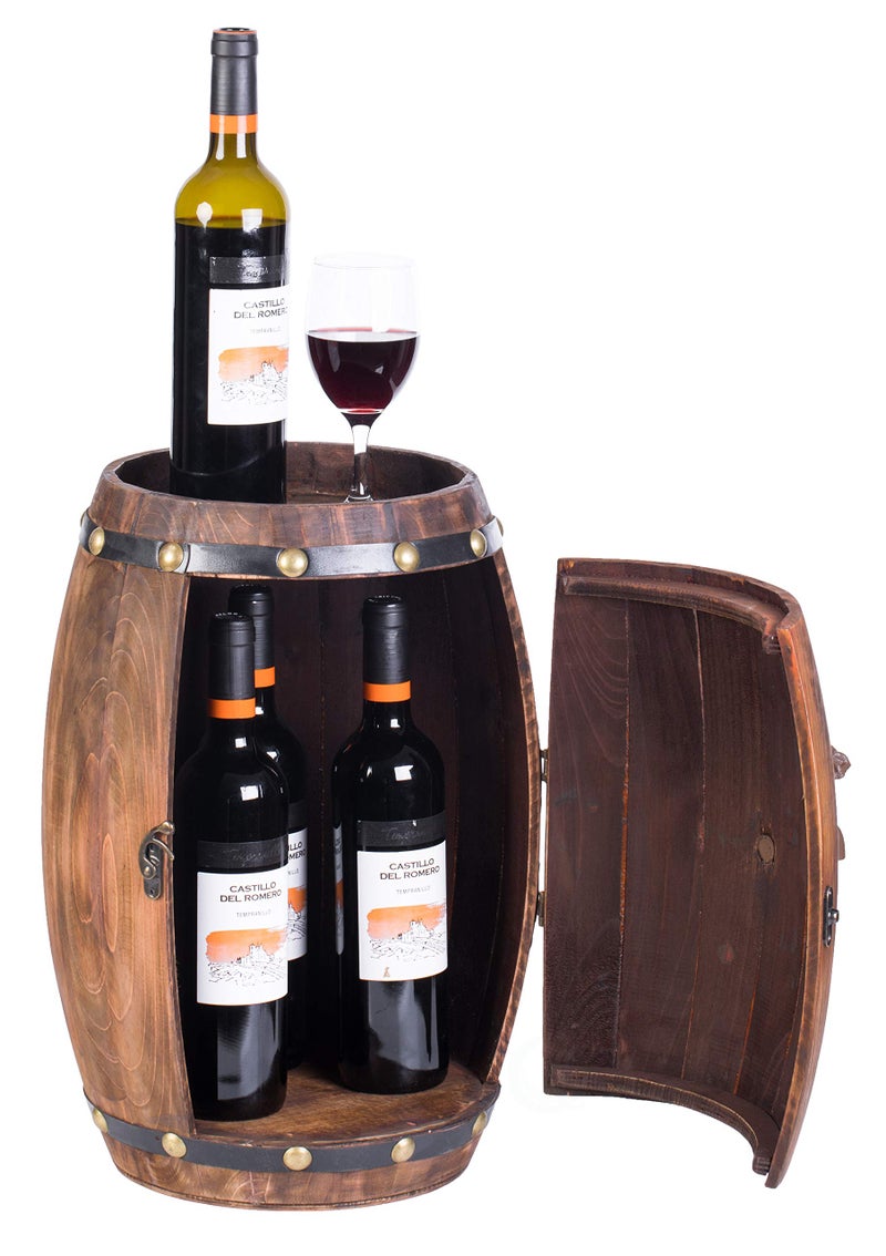 vintiquewise Wooden Barrel Shaped Vintage Decorative Wine Storage Rack 