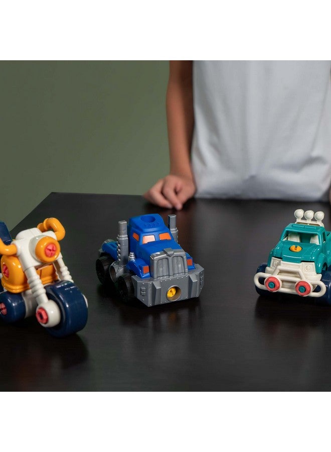 Toysmith Build Your Own Vehicle Set, Build 3 Different Vehicles from 84 Pieces, Set Includes Motorcycle, Off-Road Truck & Semi-Truck, Interactive DIY Toys, Great Gift for Boys and Girls, for Ages 3+ - Image 3