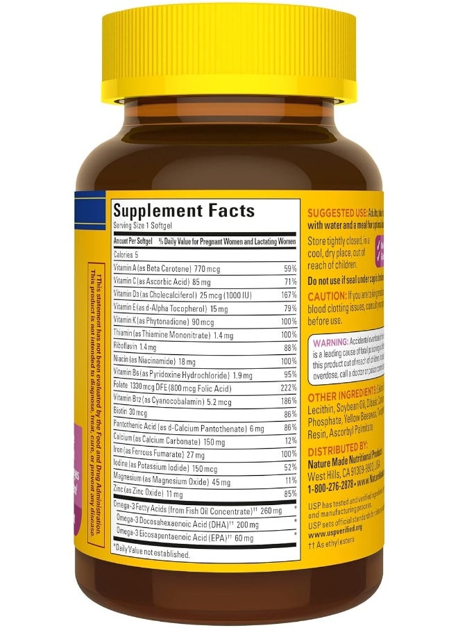 Nature Made Prenatal With Folic Acid + Dha Prenatal Vitamin And Mineral Supplement For Daily Nutritional Support 60 Softgels 60 Day Supply  - Image 2