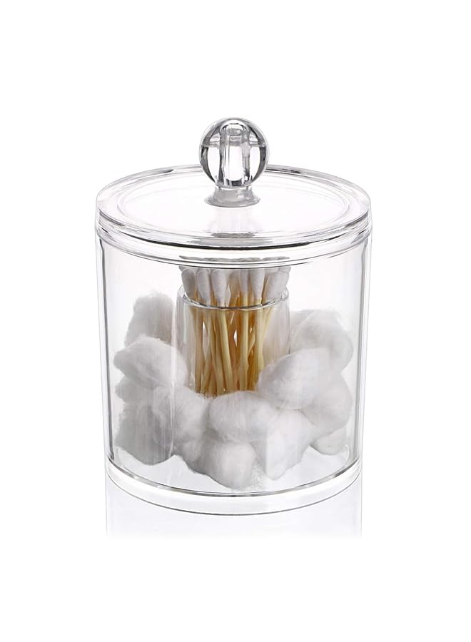 erorex Cotton Ball And Swab Organizer With Lid Apothecary Acrylic Jar Makeup Cotton Organizer Bathroom Storage Canister Jar For Cotton Rounds Pads Q Tips Holder - Image 1