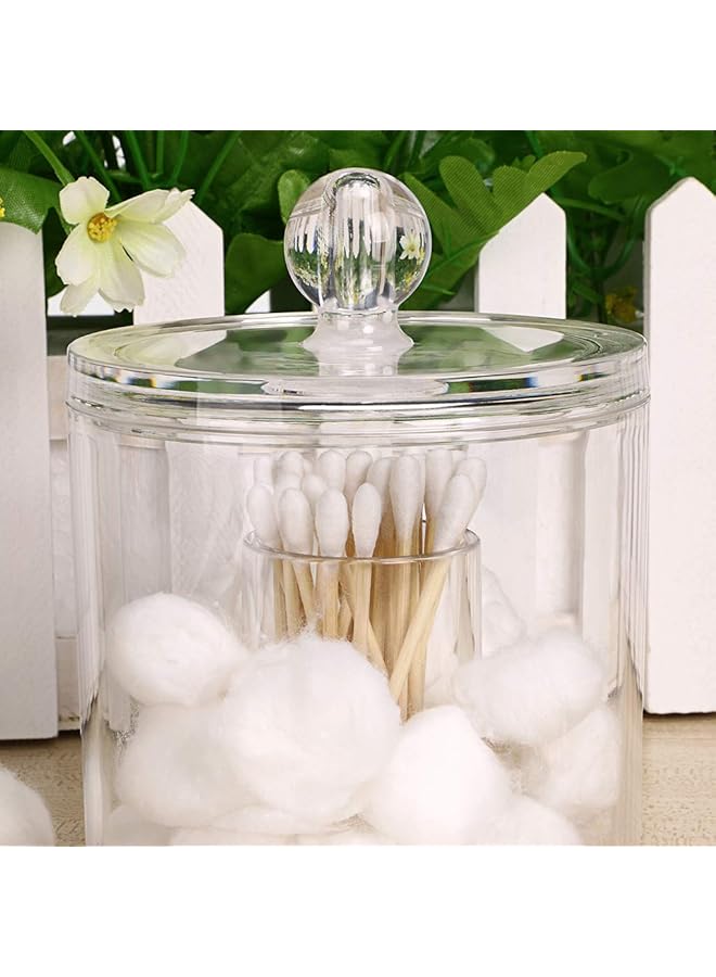 erorex Cotton Ball And Swab Organizer With Lid Apothecary Acrylic Jar Makeup Cotton Organizer Bathroom Storage Canister Jar For Cotton Rounds Pads Q Tips Holder - Image 3