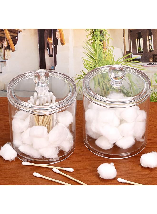 erorex Cotton Ball And Swab Organizer With Lid Apothecary Acrylic Jar Makeup Cotton Organizer Bathroom Storage Canister Jar For Cotton Rounds Pads Q Tips Holder - Image 4