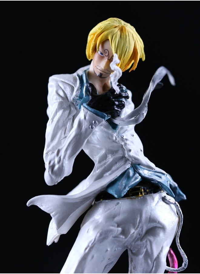 One Piece One Piece Sanji White Action Figure Decorative Resin Sculpture Home Decor Statue, Art Figurine Home Ornament Decoration for Office, Living Room, Bedroom, Book Shelf, TV Cabinet, Desktop  - Image 3