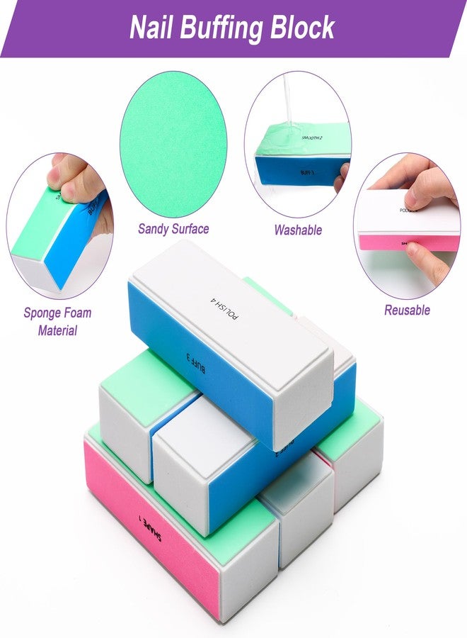 Ahier 10 PCS Nail Buffing Block, 4 Way Nail Buffer Block Nail File Block -Shape & Smooth & Buff & Polish Professional Nail Files and Buffers 120/240/600/3000 Grit for Natural/Acrylic Nails Buffing Shinning - Image 3