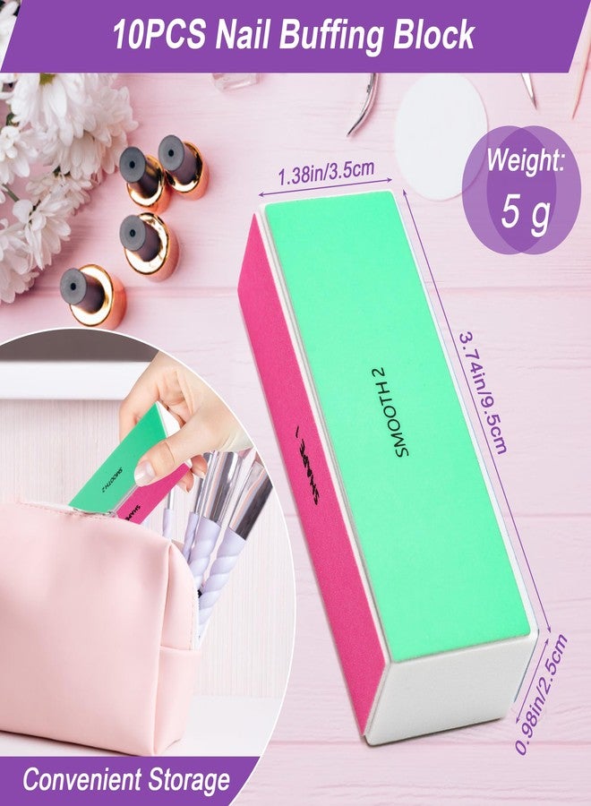 Ahier 10 PCS Nail Buffing Block, 4 Way Nail Buffer Block Nail File Block -Shape & Smooth & Buff & Polish Professional Nail Files and Buffers 120/240/600/3000 Grit for Natural/Acrylic Nails Buffing Shinning - Image 2
