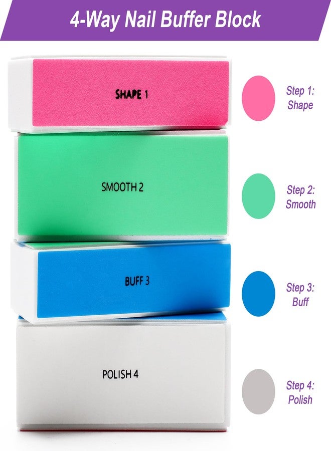 Ahier 10 PCS Nail Buffing Block, 4 Way Nail Buffer Block Nail File Block -Shape & Smooth & Buff & Polish Professional Nail Files and Buffers 120/240/600/3000 Grit for Natural/Acrylic Nails Buffing Shinning - Image 4