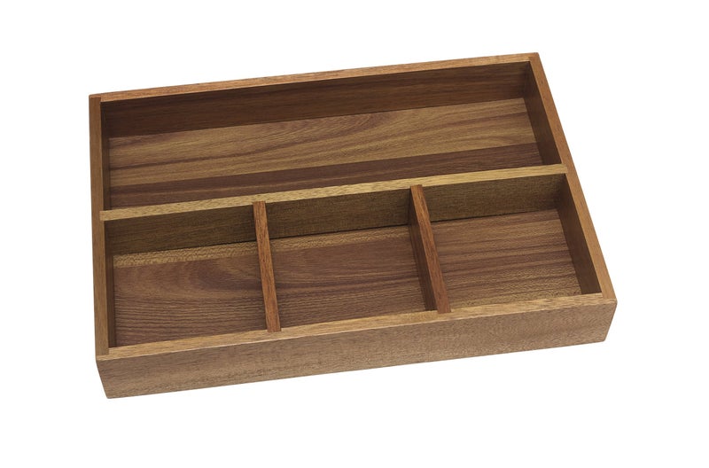 Lipper International Acacia Organizer Tray, 4-Compartments, 12" x 8" x 1 3/4" - Image 1