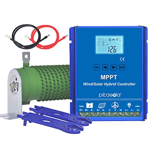 PIKASOLA 1400W Off Grid with Unloader Hybrid Wind Solar Controller Auto 1224V Battery MPPT Charge Boost Float of max 800w Wind Turbine Generator 600w Solar Panel Home Street Light Controller