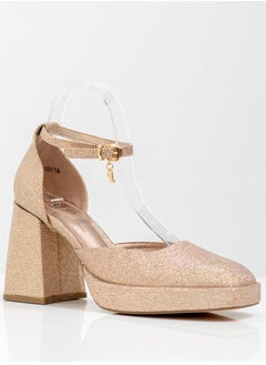 Ishta shimmer open waist 9cm platform heel champagne
