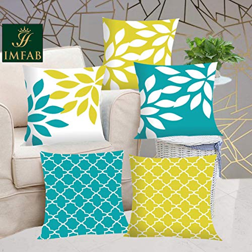 IM FAB Canvas Cotton Digital Printed Cushion Covers - 16X16 Inches (Set Of 5 Pcs), 250 TC, Multicolor - Image 1