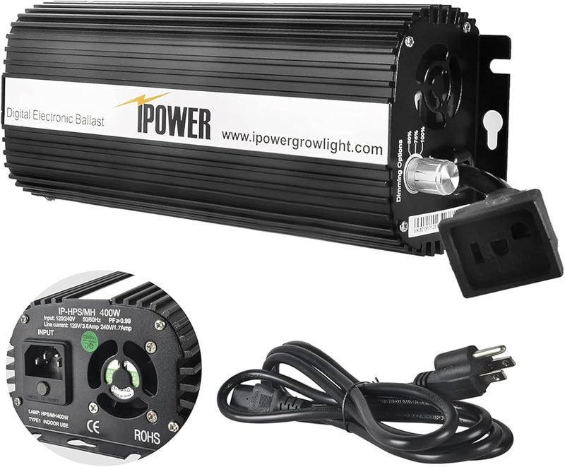iPower iPower 600W Ballast Digital Dimmable Electronic Horticulture Ballast for Hydroponic HPS MH Grow Light System Black  - Image 1