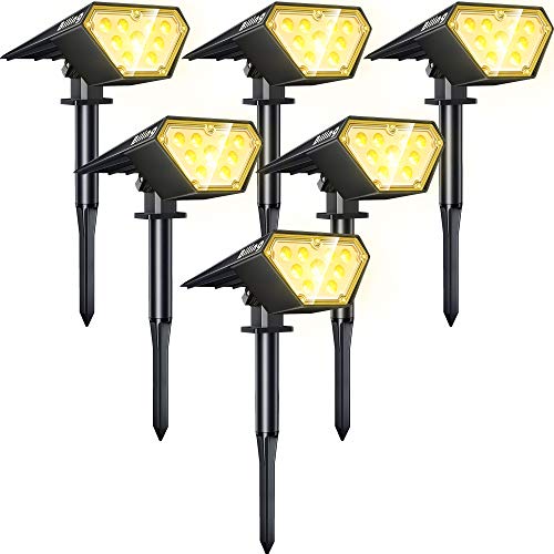 Biling Solar Spot Lights Outdoor, Bright 700 Lumen Solar Outdoor Lights IP67 Waterproof Adjustable House Lights for Patio Pathway Yard Garden Driveway Tree - Warm White(6 Pack) - Image 1