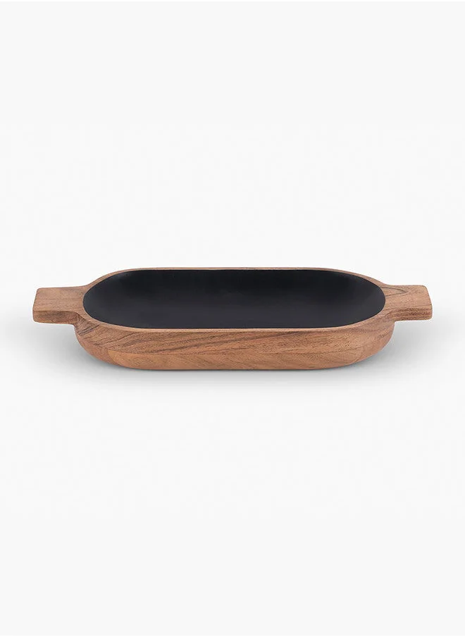 2XL Home Platter Matte Blk/Nat 45X19X5Cm