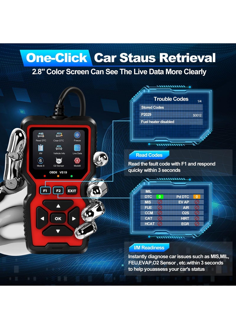 Excefore - Advanced OBD2 Scanner,Auto Check Engine Code Reader with Full OBD2 Functions, Reset, Mode 6 & More,Car Diagnostic Scan Tool For OBDII/EOBD Vehicles Since 1996 - Image 1