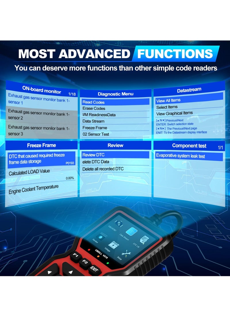 Excefore - Advanced OBD2 Scanner,Auto Check Engine Code Reader with Full OBD2 Functions, Reset, Mode 6 & More,Car Diagnostic Scan Tool For OBDII/EOBD Vehicles Since 1996 - Image 1