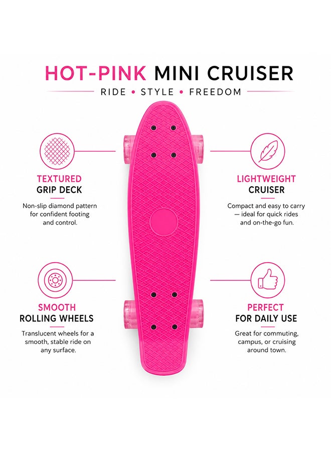 DEXO 27.5” Cruiser Penny Skateboard – Compact Short Board with Smooth Wheels for Kids & Teens (Pink) - Image 3