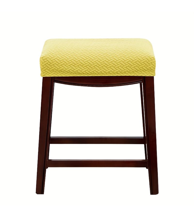 Yellow High Count Jacquard Kitchen Elastic Stool Cover Machine Washable - Image 1