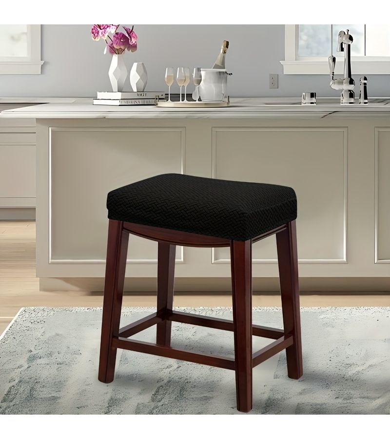 Yellow High Count Jacquard Kitchen Elastic Stool Cover Machine Washable - Image 5