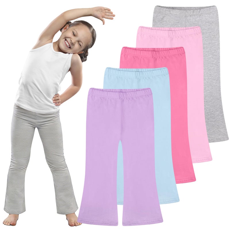 FEQO 5 Pack Toddler Girl Flare Pants Baby Girl Cotton Leggings Bell Bottoms, 3T - Image 1