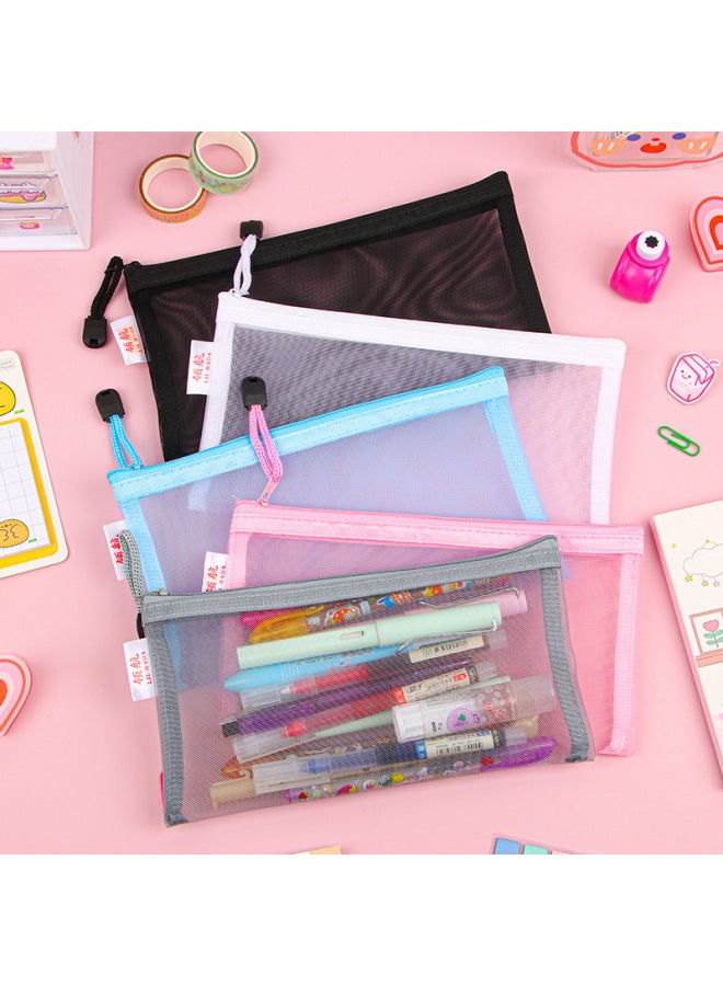 HELPS Transparent File Bag Office Large Capacity Nylon Mesh Durable Information Bag A4 Student Portable Zipper Storage Bag - Image 3