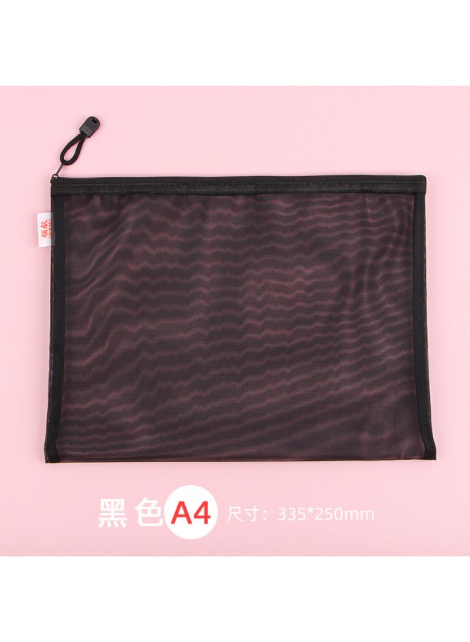 HELPS Transparent File Bag Office Large Capacity Nylon Mesh Durable Information Bag A4 Student Portable Zipper Storage Bag - Image 1