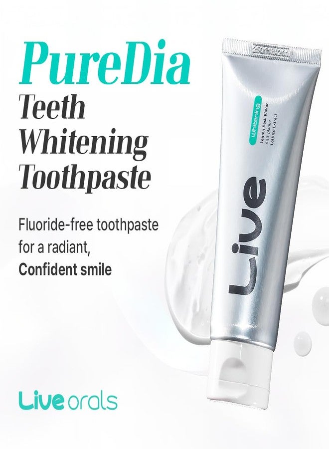 LiveOrals Puredia Whitening Toothpaste 80g – Fluoride-Free, Nano Hydroxyapatite & Hydrogen Peroxide, Sensitive Teeth, Enamel Strengthening, Natural Mint Gel - Image 2