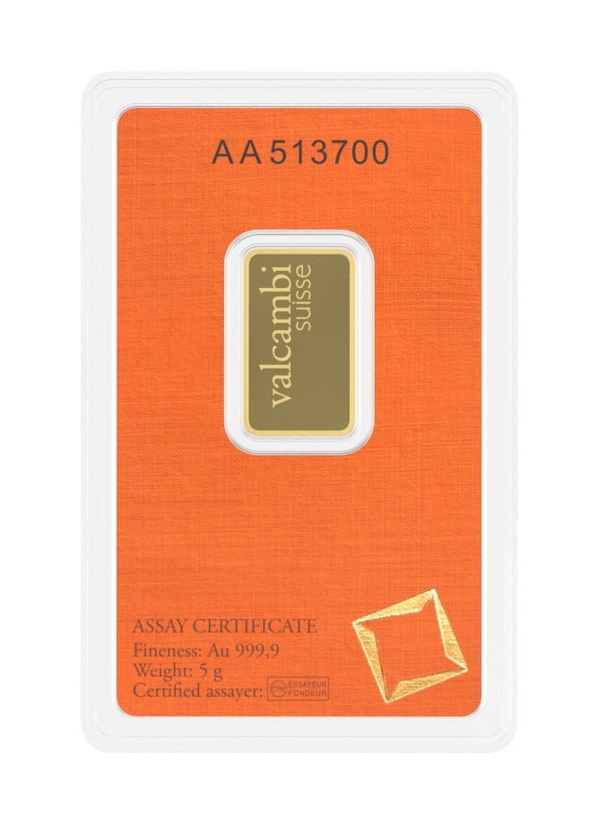Valcambi Suisse 5g 24K (999.9) Pure Minted Gold Bar - Image 2