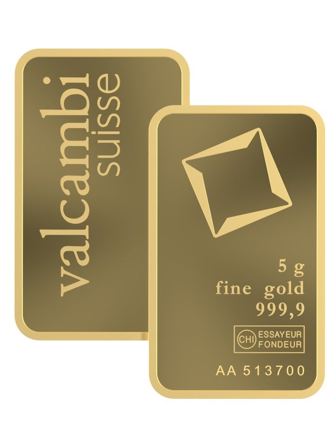 Valcambi Suisse 5g 24K (999.9) Pure Minted Gold Bar - Image 3