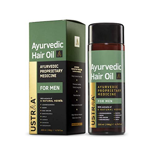 Ustraa Ayurvedic Hair Oil 200ml - with 8 Natural Herb extracts, With Red Onion,Bhringaraj, Amla & Neem, Controls hair fall, Fights Dandruff, No Sulphates, No Parabens, No Silicone, No Mineral Oil - Image 1