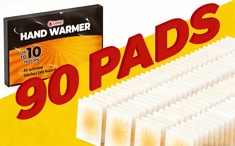 Lehot Hand Warmers - 90 Packs Hot Hands Disposable Heat Pad, Hot Hands Hand Warmers, Up to 10 Hours of Safe and Continuous Heat, Perfect for Camping, Outdoor Skiing, Fishing Ideal for Outdoors and Travel. - Image 2