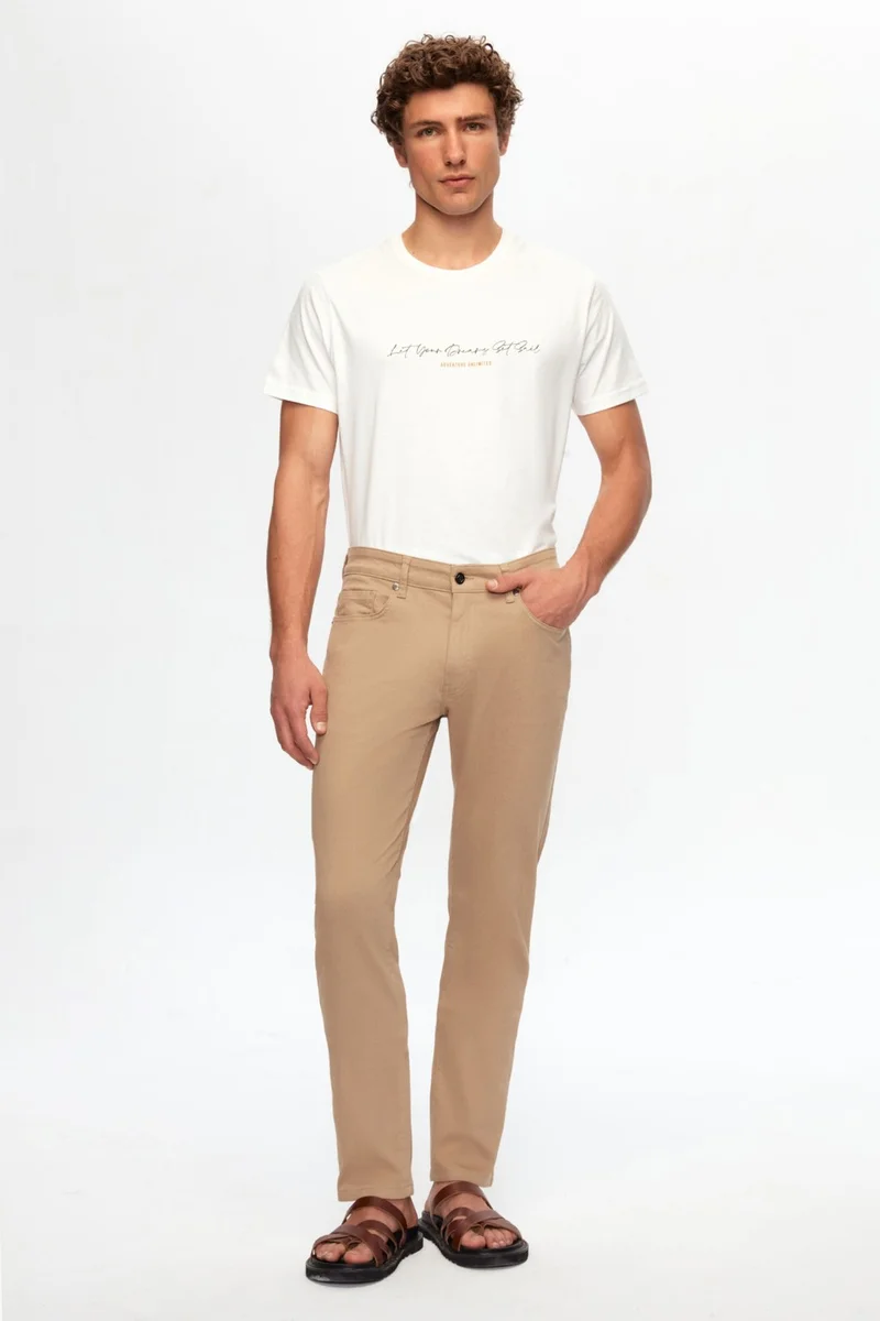 D'S DAMAT Slim Fit Beige Gabardine Denim Trousers 2HCC3T404003M