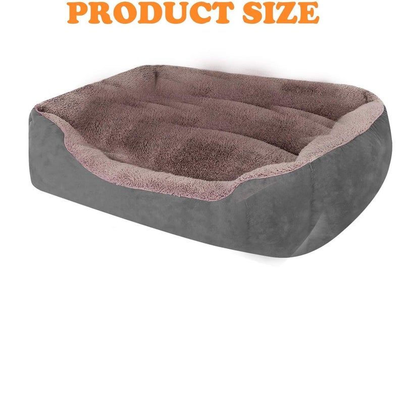 KOZI PET Dog Beds for Dog & Cats, Rectangle Pet Bed Thickened Enough with Soft Coral Fleece and,Durable Dog Sofa Pet Bed (Medium, Grey) - Image 2