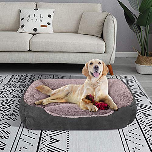 KOZI PET Dog Beds for Dog & Cats, Rectangle Pet Bed Thickened Enough with Soft Coral Fleece and,Durable Dog Sofa Pet Bed (Medium, Grey) - Image 3
