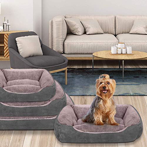 KOZI PET Dog Beds for Dog & Cats, Rectangle Pet Bed Thickened Enough with Soft Coral Fleece and,Durable Dog Sofa Pet Bed (Medium, Grey) - Image 5