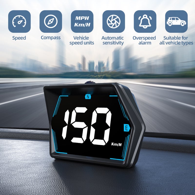 شاشة العرض الرأسي: شريطة مزدوجة GPS وبيدو سوداء، معدل تحديث عالٍ يبلغ 10 هرتز - إنذار بسرعة زائدة، تعديل الحساسية التلقائي للاستخدام العام في السيارات، الشاحنات، والحافلات - Image 4