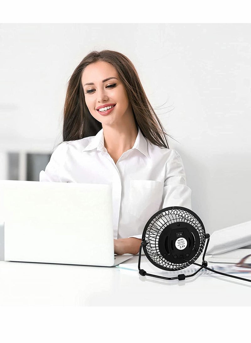 Y&D Desk Fan USB Mini Portable Ultra Quiet Cooling 360° Rotation for Home Office Table Powered Only Retro Bronze Design Black 4 Inch  - Image 5