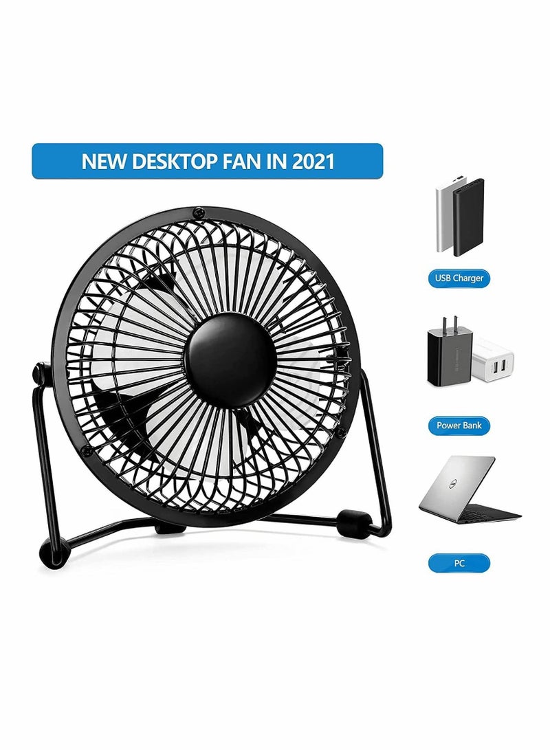 Y&D Desk Fan USB Mini Portable Ultra Quiet Cooling 360° Rotation for Home Office Table Powered Only Retro Bronze Design Black 4 Inch  - Image 4
