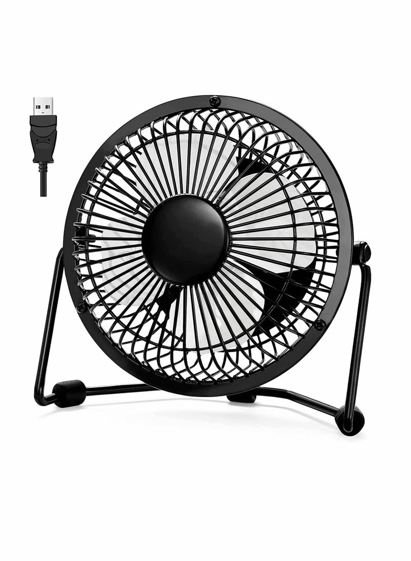 Y&D Desk Fan USB Mini Portable Ultra Quiet Cooling 360° Rotation for Home Office Table Powered Only Retro Bronze Design Black 4 Inch  - Image 1