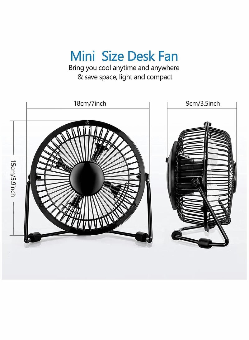 Y&D Desk Fan USB Mini Portable Ultra Quiet Cooling 360° Rotation for Home Office Table Powered Only Retro Bronze Design Black 4 Inch  - Image 3