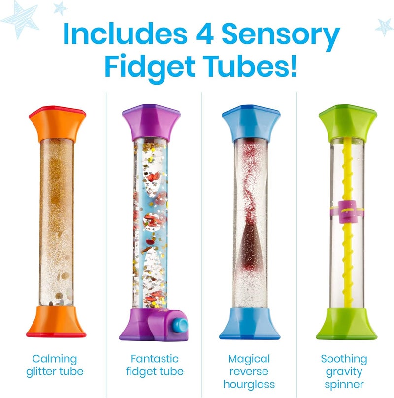 hand2mind hand2mind Sensory Fidget Tubes Calming Toys for Kids Occupational Therapy Toys Play Therapy Stress Relief Toy Comfort Items for Anxiety Calm Down Corner Supplies Set of 4 - Image 2