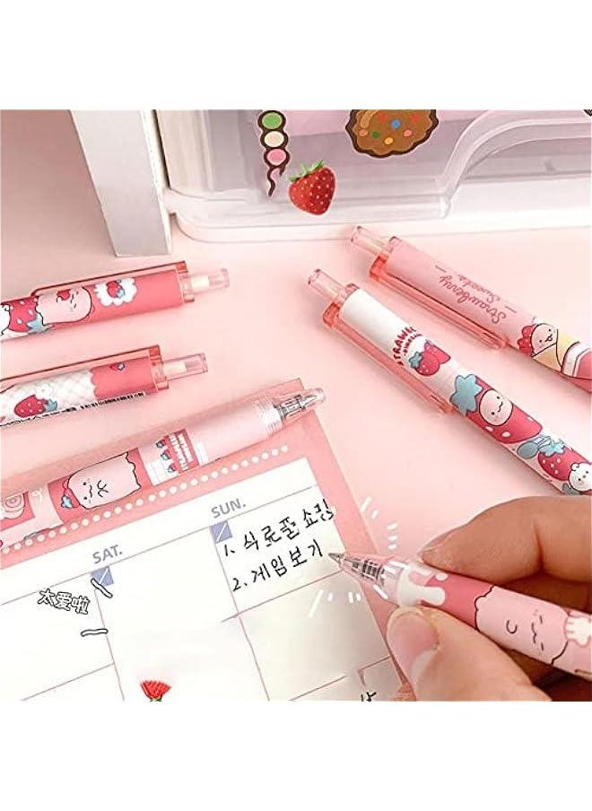 Generic - 6Pcs Cute 0.5mm Gel Pens Press Retractable Black Ink Rollerball Pens Fine Point Ballpoint Writing Pen for Office School - Image 1