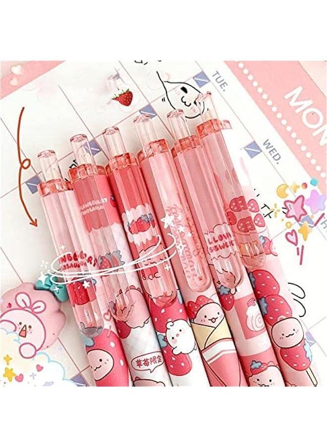 Generic - 6Pcs Cute 0.5mm Gel Pens Press Retractable Black Ink Rollerball Pens Fine Point Ballpoint Writing Pen for Office School - Image 1