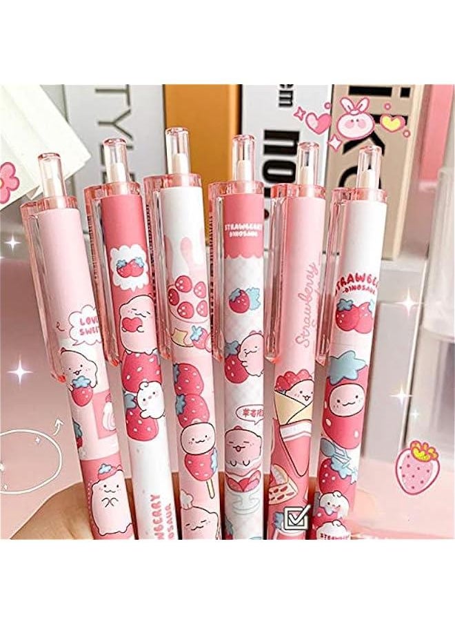 Generic - 6Pcs Cute 0.5mm Gel Pens Press Retractable Black Ink Rollerball Pens Fine Point Ballpoint Writing Pen for Office School - Image 1