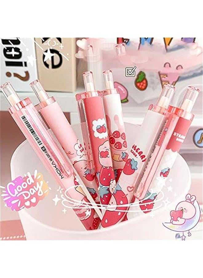 Generic - 6Pcs Cute 0.5mm Gel Pens Press Retractable Black Ink Rollerball Pens Fine Point Ballpoint Writing Pen for Office School - Image 1