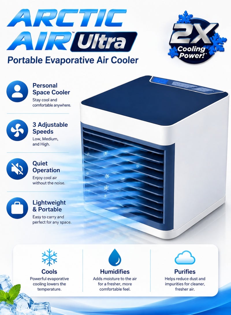 MAGNISHAN Arctic Air Ultra Portable Evaporative Air Cooler, 3 Speed Personal Desktop Cooler, 3-in-1 Cool Humidify Purify Quiet Mini Air Conditioner for Office Bedroom - Image 1