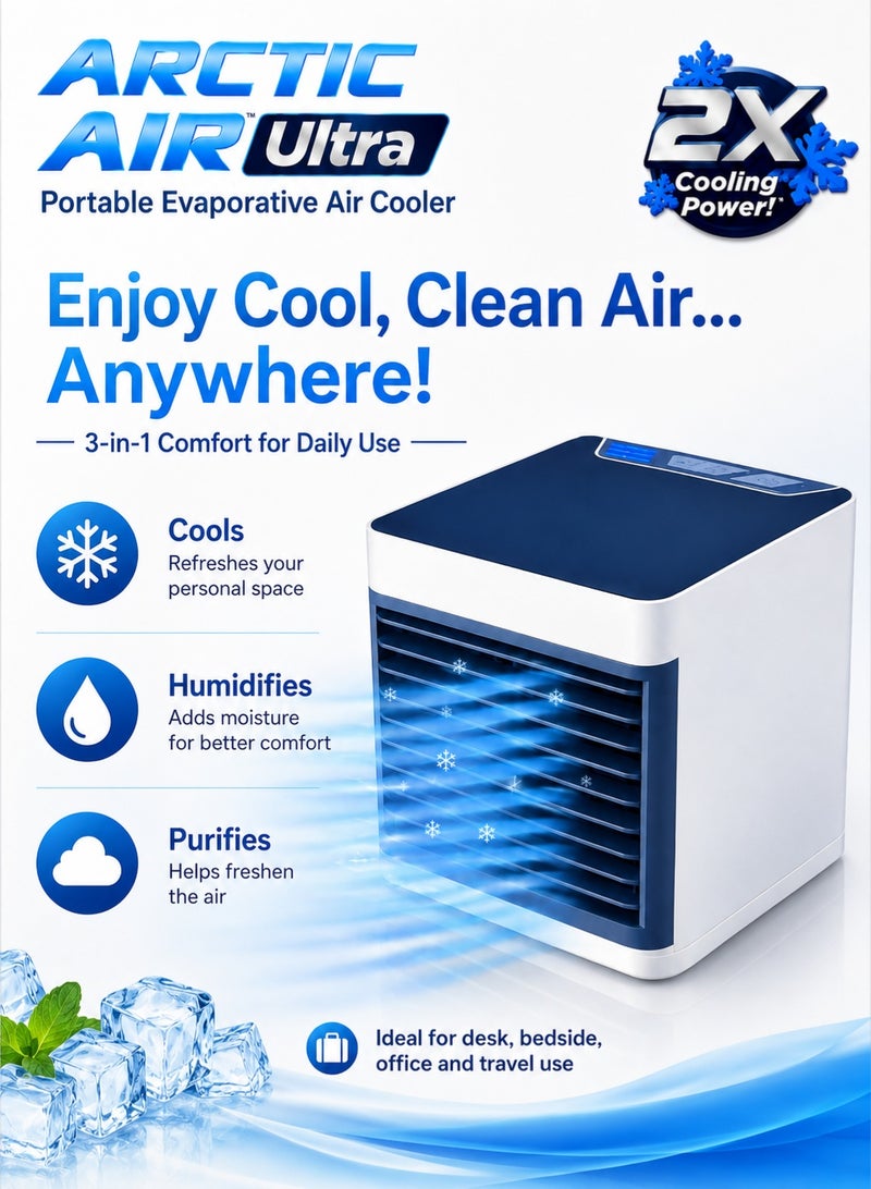 MAGNISHAN Arctic Air Ultra Portable Evaporative Air Cooler, 3 Speed Personal Desktop Cooler, 3-in-1 Cool Humidify Purify Quiet Mini Air Conditioner for Office Bedroom - Image 5