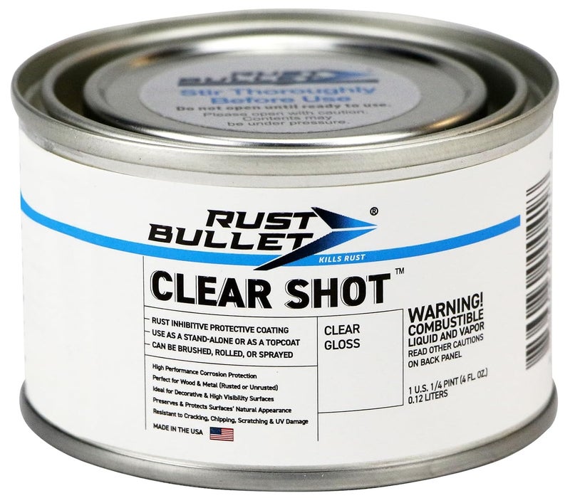 Clear Shot - Clear Gloss - 1/4 Pint - Clear Coat for Automotive, Wood, & Metal Projects, UV Resistant Coating Won't Crack, Chip, Peel or Yellow