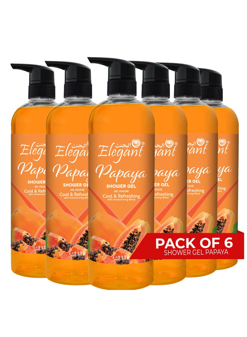 Elegant 6-Pieces Papaya Shower Gel 1 Liter - Image 1