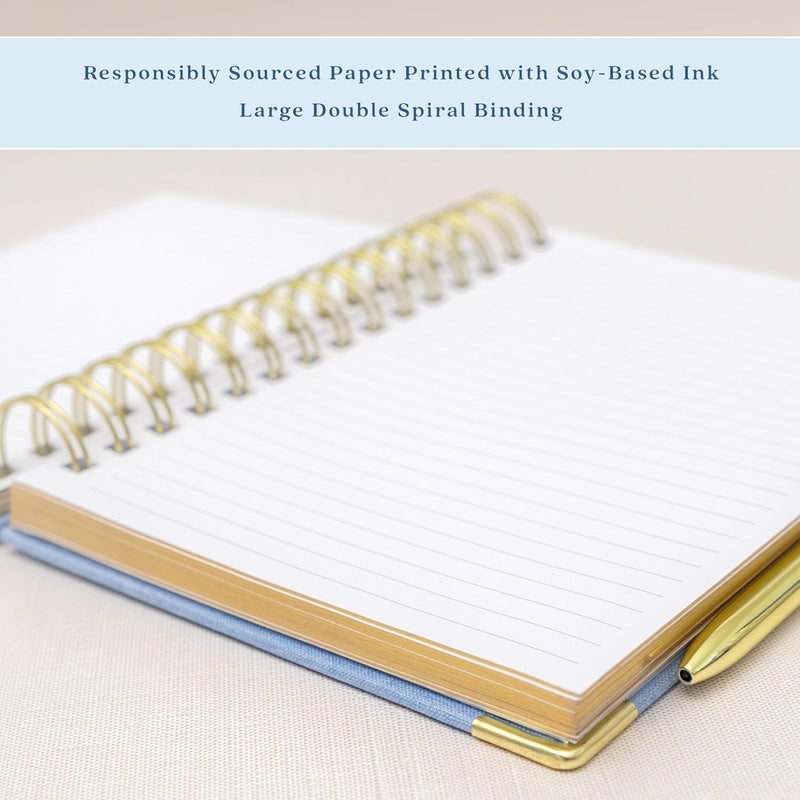 ELYN Lined Spiral Journal, Linen Hardcover Notebook with Matching Gold Gel Pen, 252 Pages, 8.2 in x 6.75 in - 100 GSM Premium Paper, Spiral Notebook for Home, Office, Notes & Gifts, (Pink) - Image 4