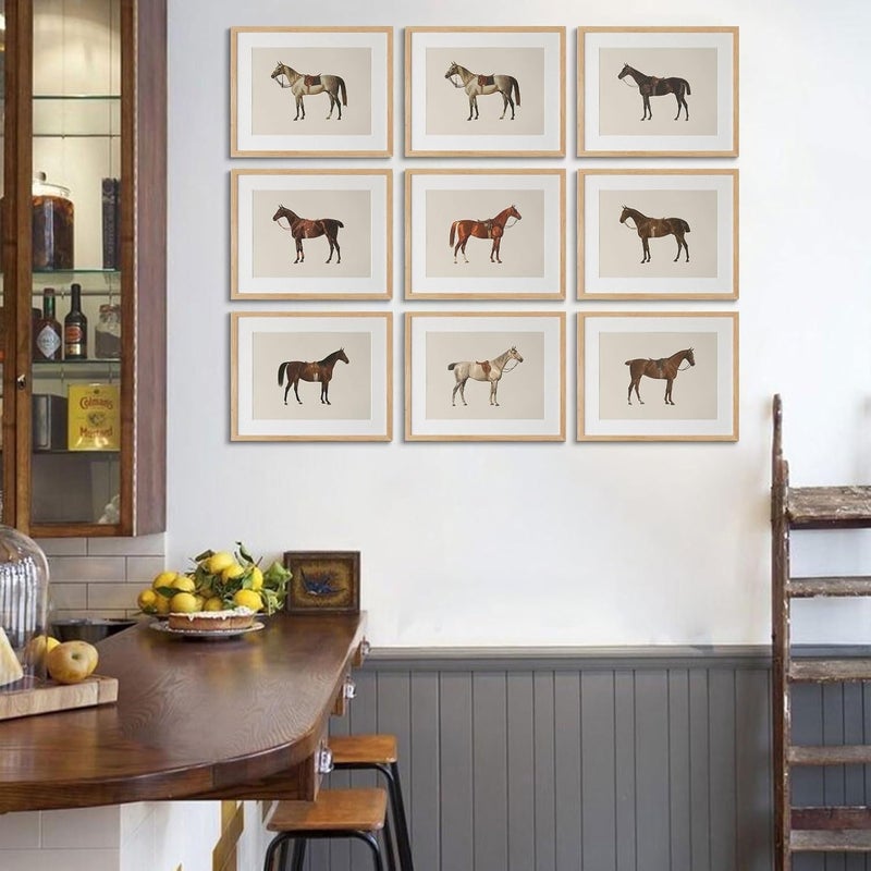 LOARTVE 9Pcs Vintage Horse Canvas Wall Art Posters,Farmhouse Horse Art Prints Rustic Gallery Wall Decor Pictures for Living Room Office Bedroom Decoration, Unframed - Image 3